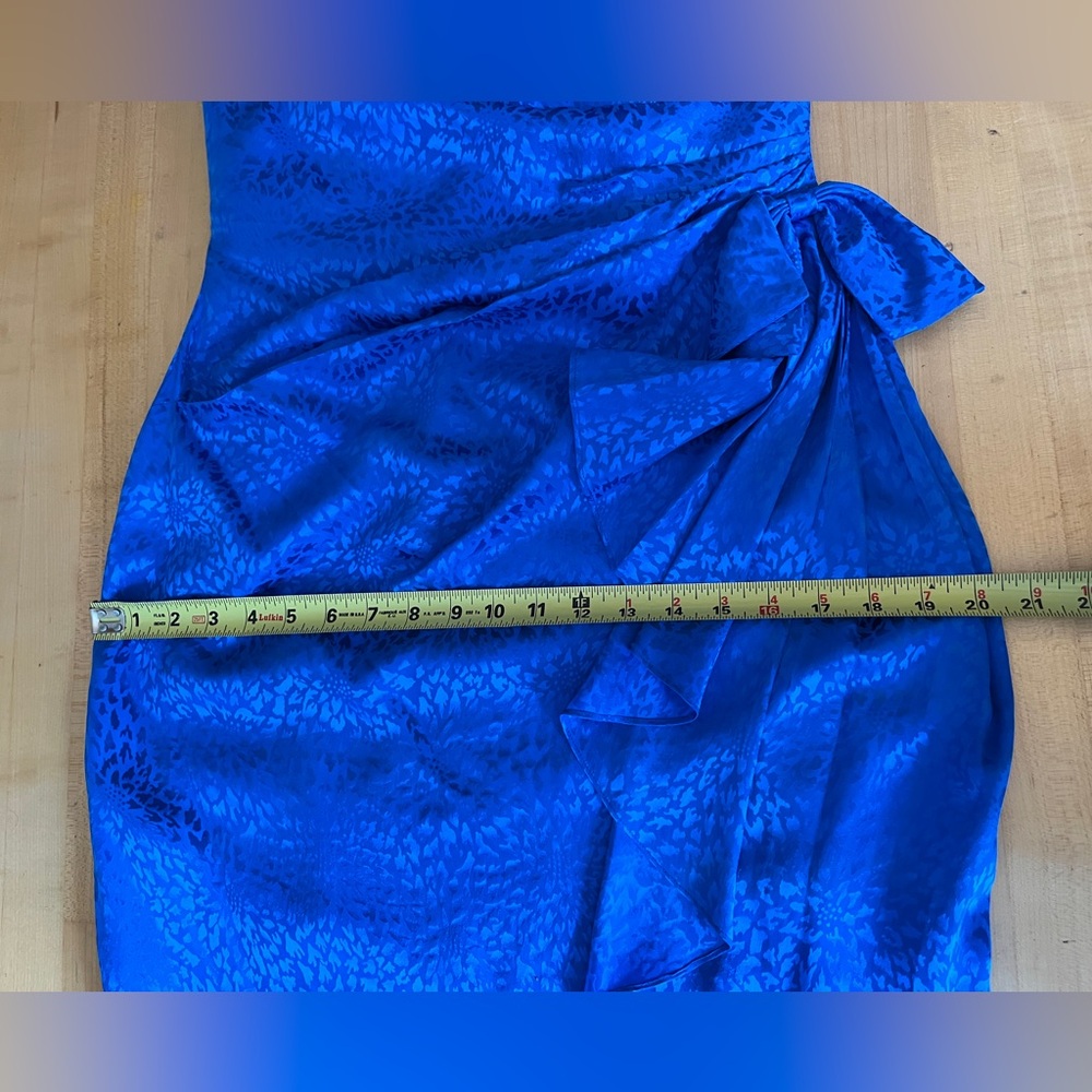 I. Magnin Silk Cocktail Dress Vintage 90s Royal Blue Sweetheart Neck Strapless - Picture 11 of 12